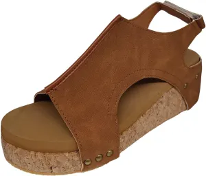 Cathalem Wedge Sandals for Women,Women's Wedge Sandals Mid Heel Buckle Ankle Strap Espadrilles Wedge Platform Sandals