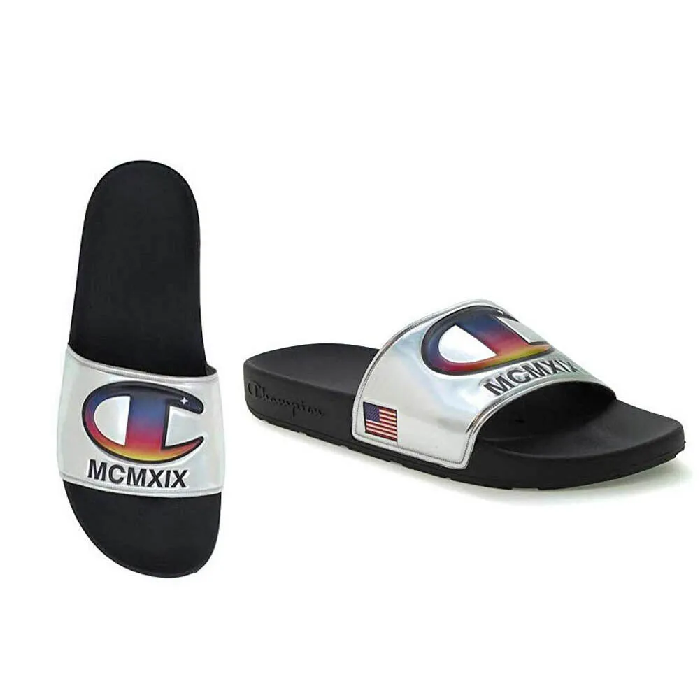 Champion Unisex 1919 Logo IPO Metallic Slide Sandals