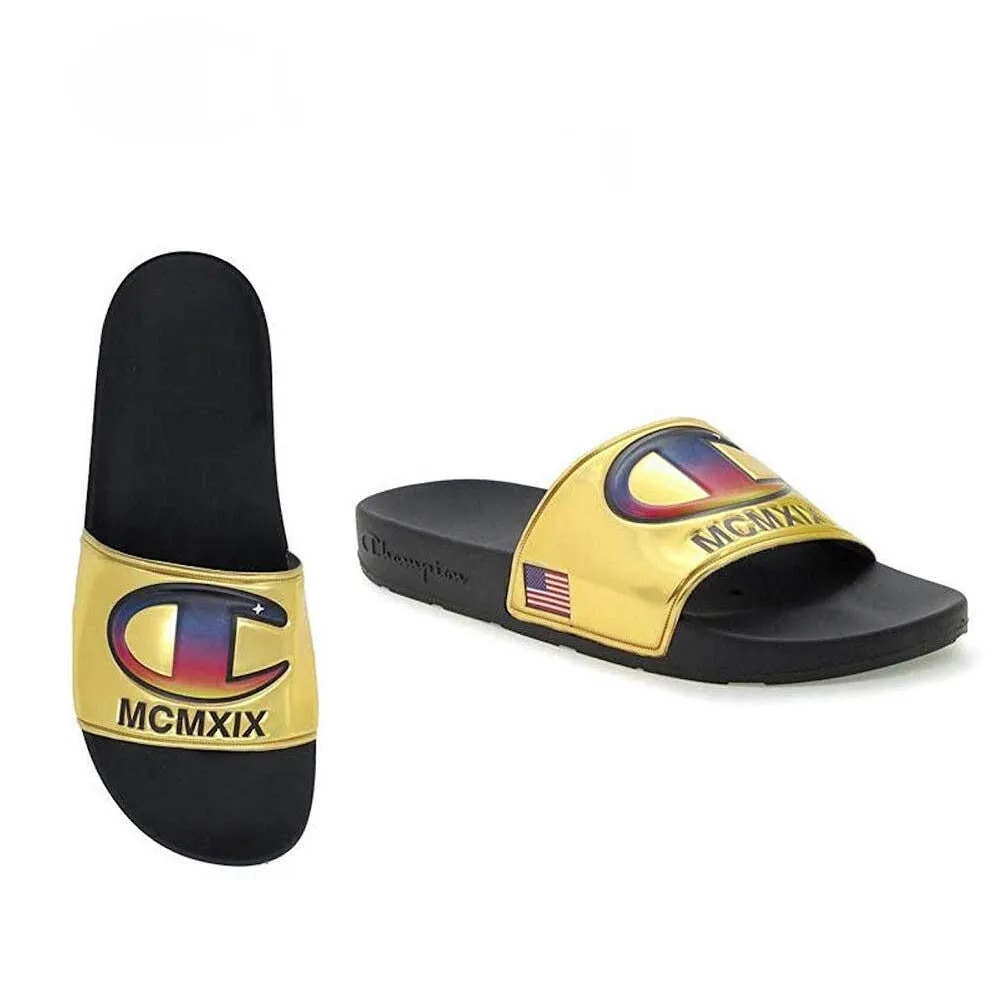 Champion Unisex 1919 Logo IPO Metallic Slide Sandals