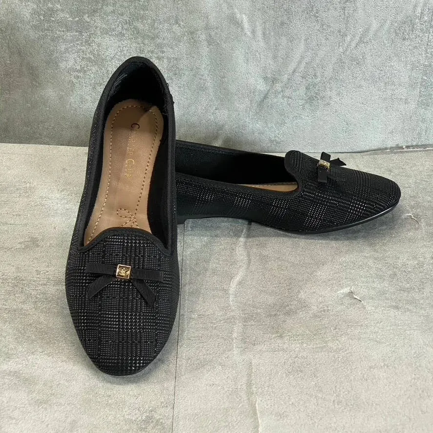 CHARTER CLUB Women's Black Plaid Kimii Deconstructed Almond-Toe Slip-On Flats SZ 6.5