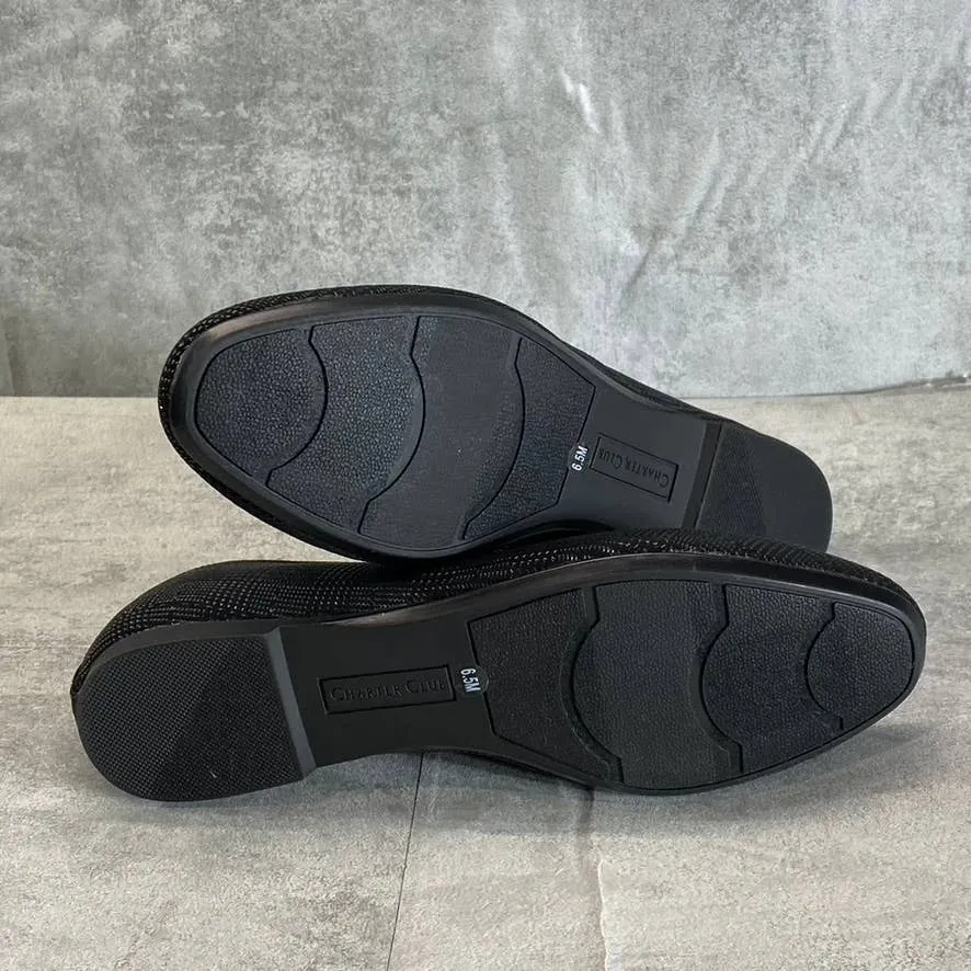 CHARTER CLUB Women's Black Plaid Kimii Deconstructed Almond-Toe Slip-On Flats SZ 6.5