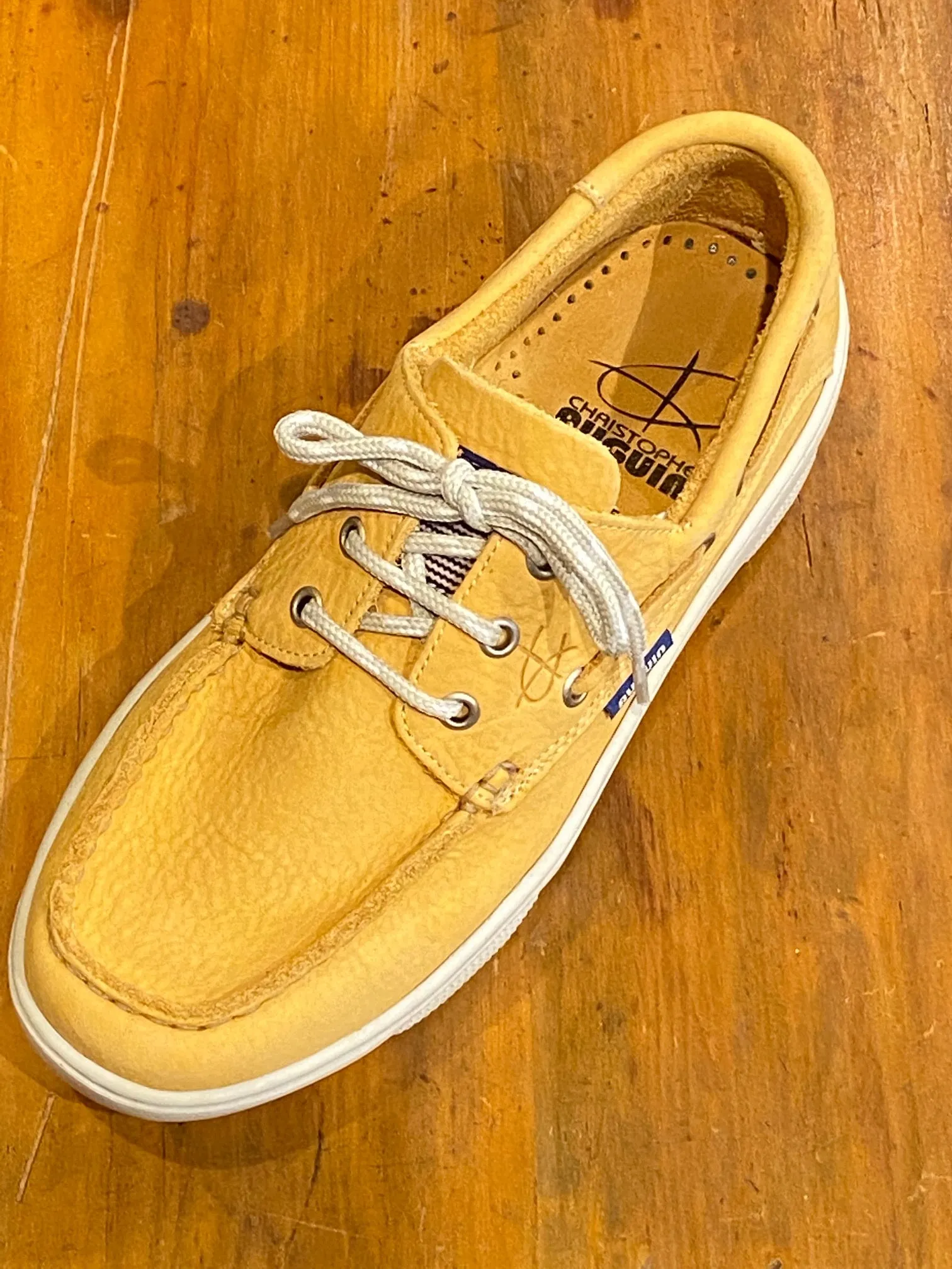 Christophe Auguin French Boat Shoe in Jaune Yellow