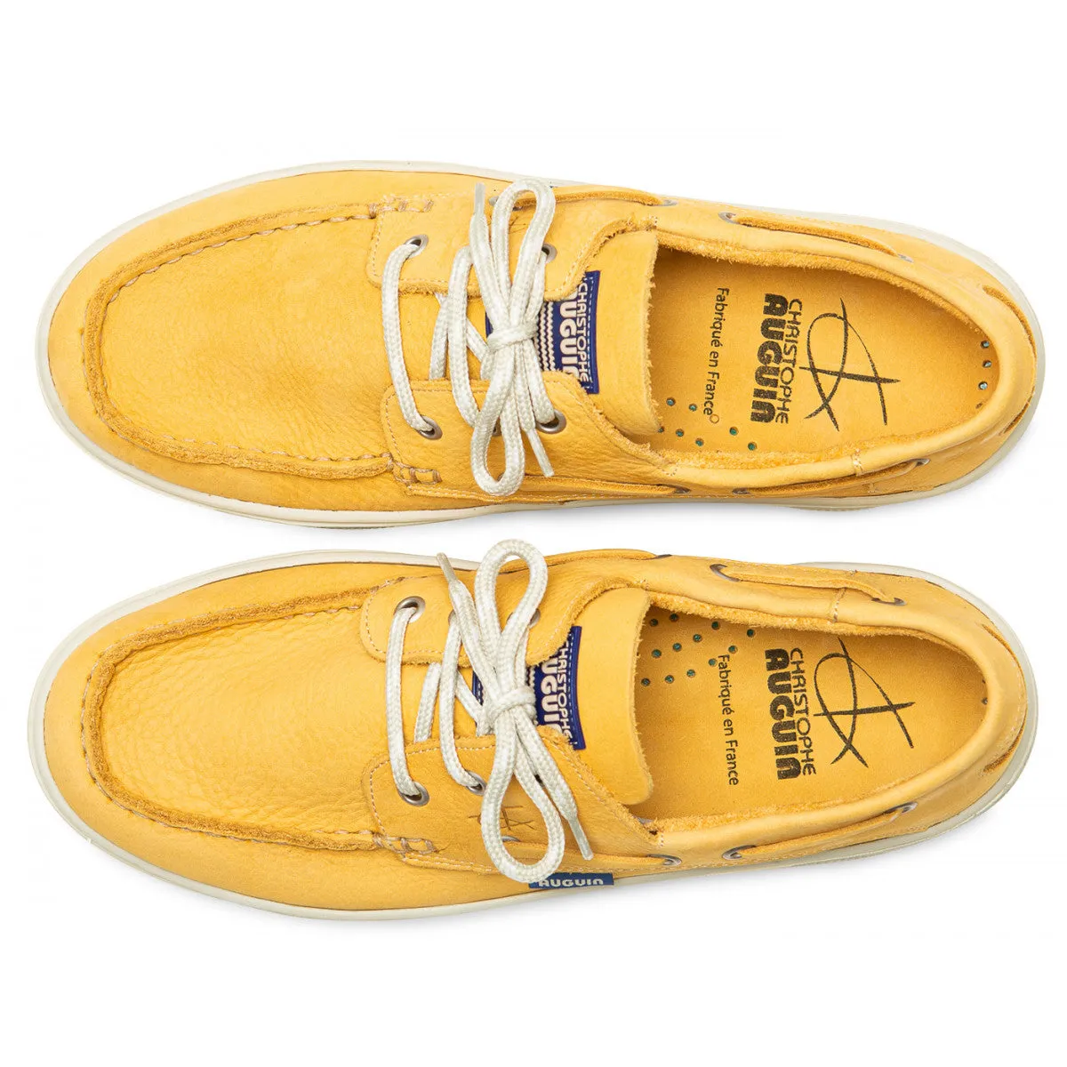Christophe Auguin French Boat Shoe in Jaune Yellow