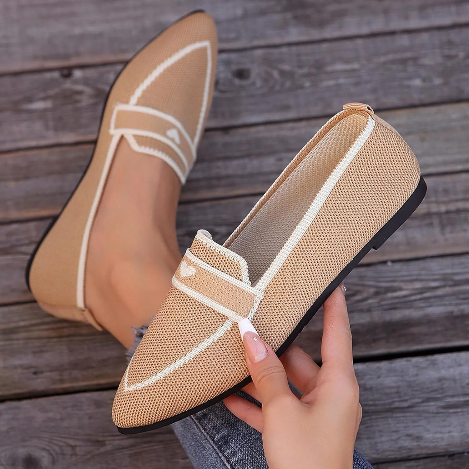 Comfortable Pointed Toe Flats Shoes Women Casual Walking Shoes Comfort Low Heel Shoes Fashion Shoes Basic Shoe