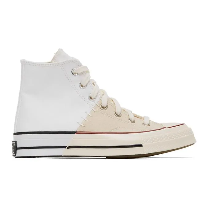 Converse White and Off-White Reconstructed Chuck 70 High Sneakers