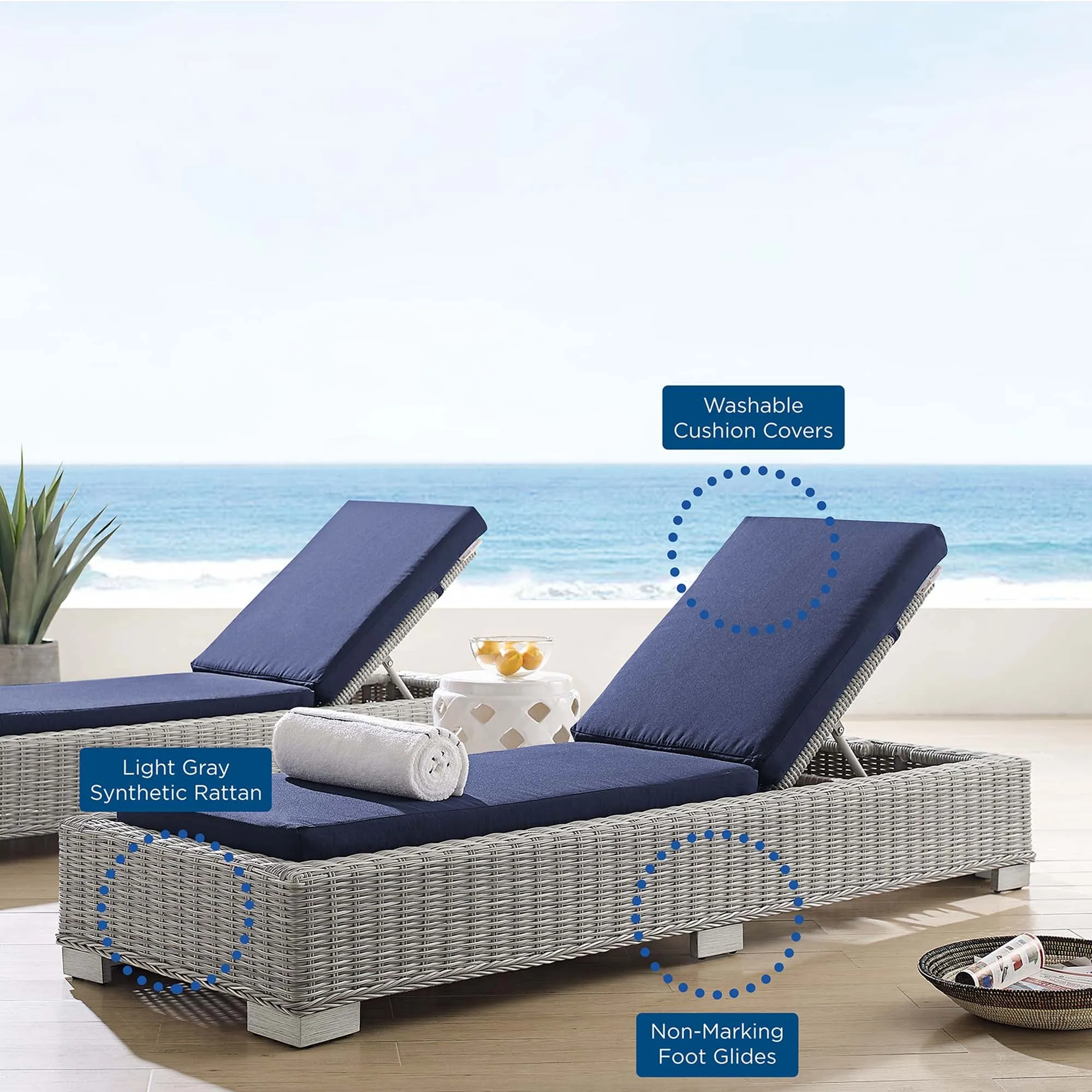 Conway Sunbrella® Outdoor Patio Wicker Rattan Chaise Lounge by Modway