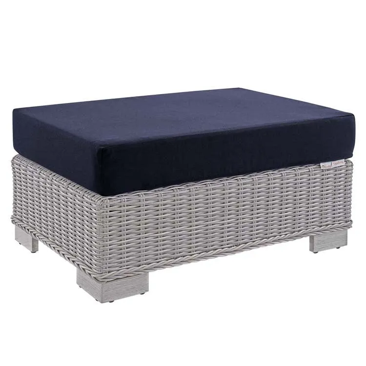 Conway Sunbrella Outdoor Patio Wicker Rattan Two-Piece Armchair and Ottoman Set