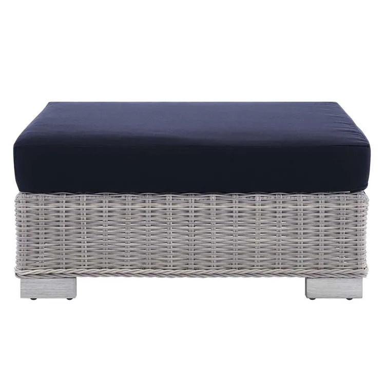 Conway Sunbrella Outdoor Patio Wicker Rattan Two-Piece Armchair and Ottoman Set