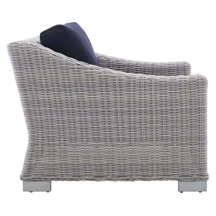 Conway Sunbrella Outdoor Patio Wicker Rattan Two-Piece Armchair and Ottoman Set