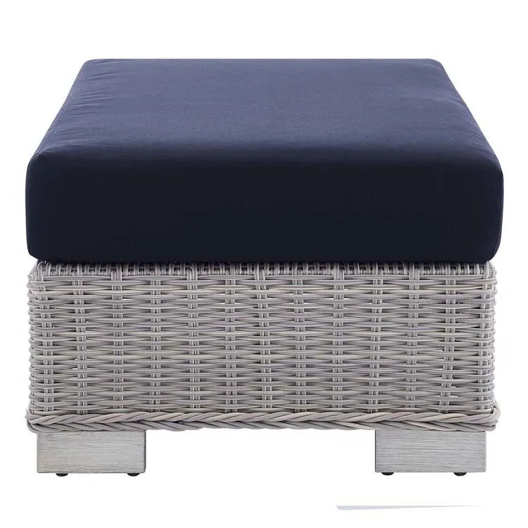 Conway Sunbrella Outdoor Patio Wicker Rattan Two-Piece Armchair and Ottoman Set