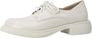 CosyFever Womens DC329 Lace Up Fashion Casual Formal Patent-Leather Low Block Flats