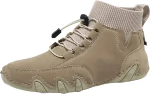 Couple's High Top Casual Shoes Casual Leather Water Proof Boots Splicing Leather Shoes Soft Soled Chukka Boots Shoe 11