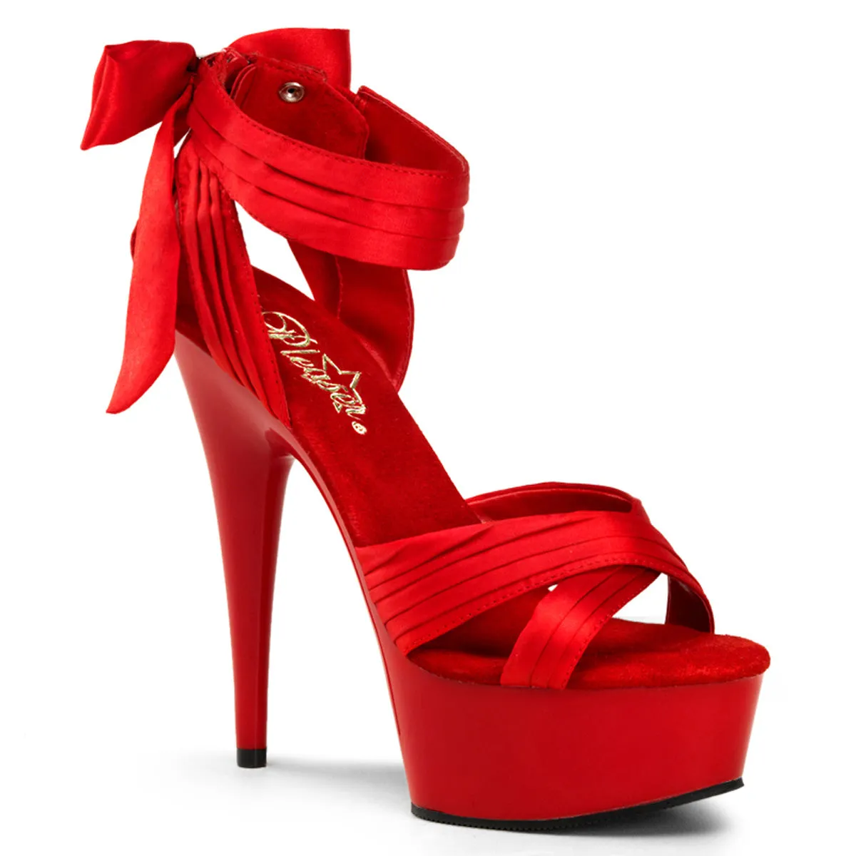 Criss-Cross Straps 6-Inch Shoe Red or Black DELIGHT-668