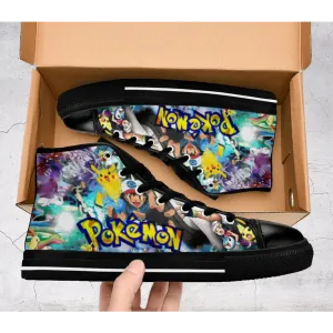 Custom Personalized Pokemon Anime Shoes High Top Sneakers for Kids and Adults