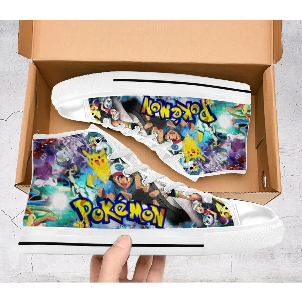 Custom Personalized Pokemon Anime Shoes High Top Sneakers for Kids and Adults