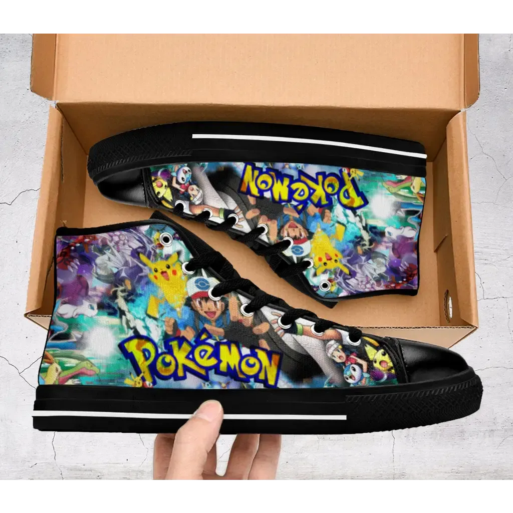 Custom Personalized Pokemon Anime Shoes High Top Sneakers for Kids and Adults