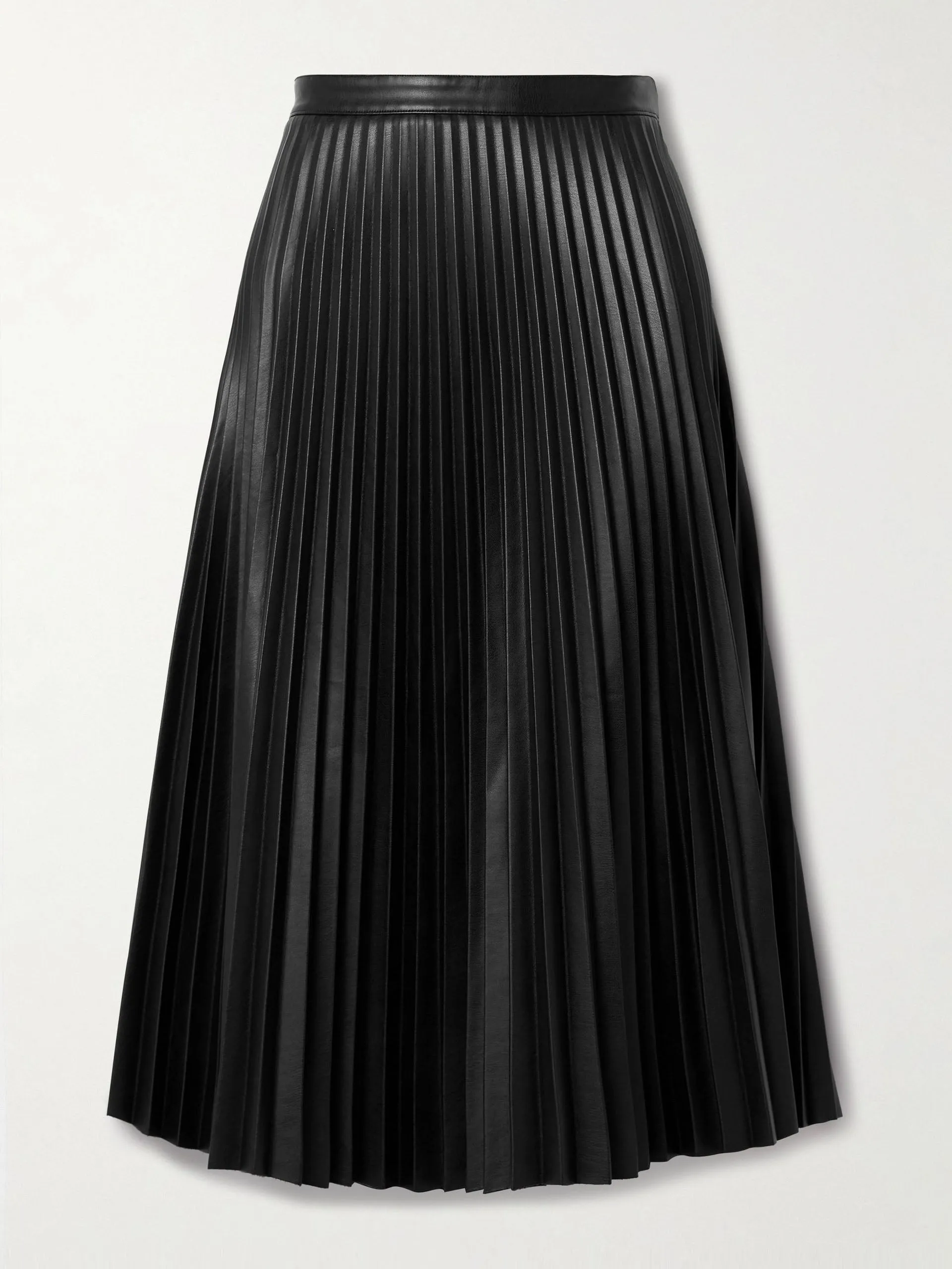 Daphne pleated vegan leather midi skirt