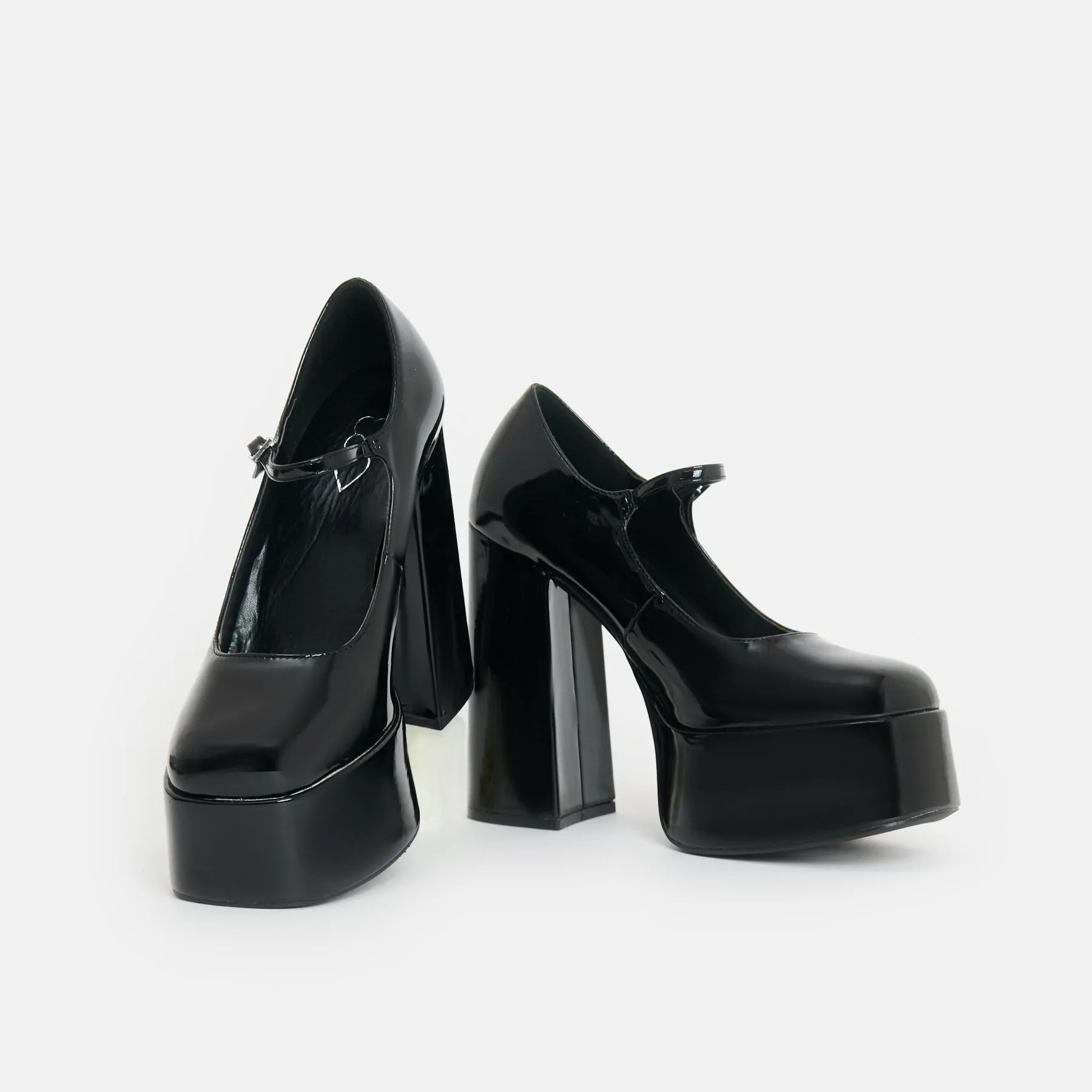Darkbloom Black Patent Platform Heels-Size 6-Clearance