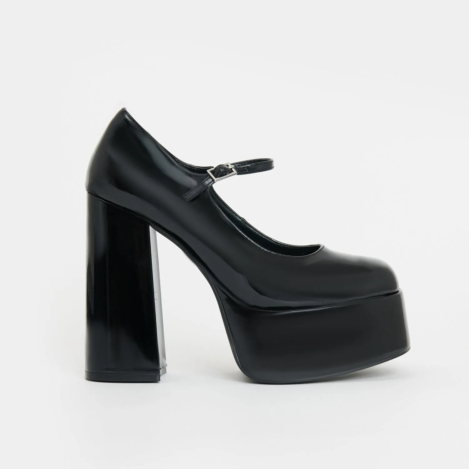 Darkbloom Black Patent Platform Heels-Size 6-Clearance