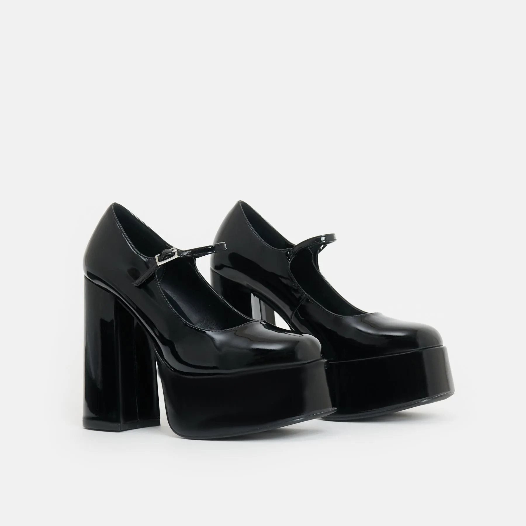 Darkbloom Black Patent Platform Heels-Size 6-Clearance