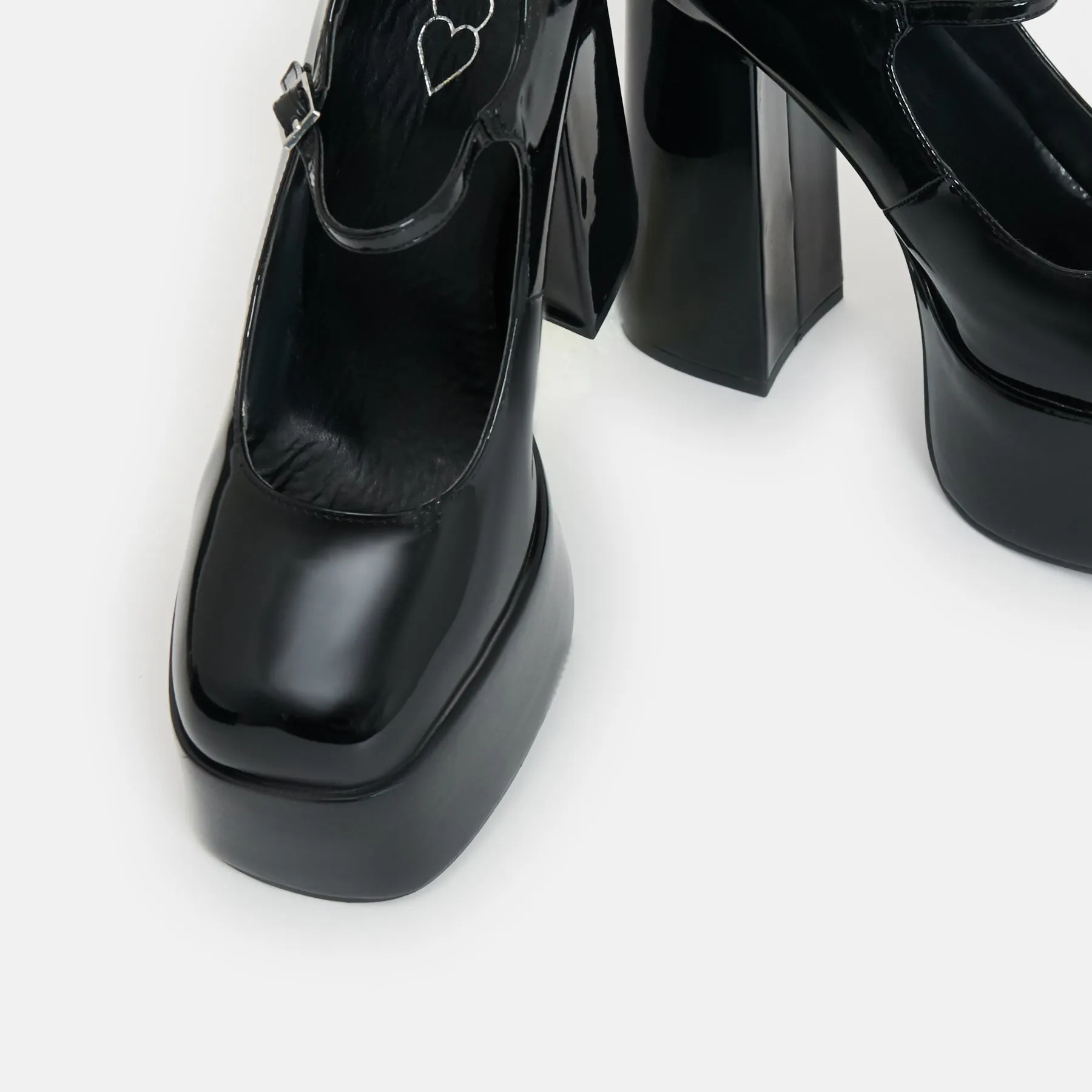 Darkbloom Black Patent Platform Heels-Size 6-Clearance
