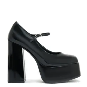Darkbloom Black Patent Platform Heels-Size 6-Clearance