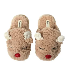 Dearfoams Kids Boys Holiday Christmas Reindeer Scuff Slipper Reindeer Brown 2-3
