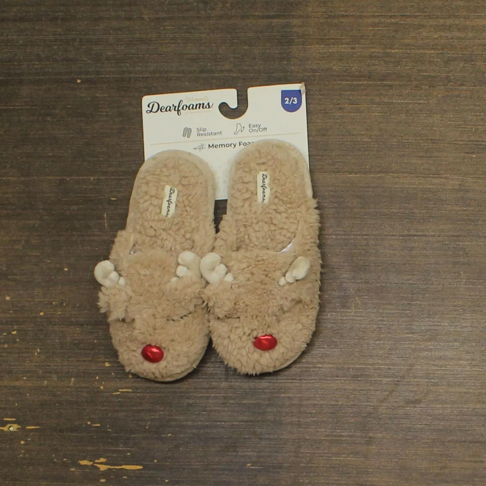 Dearfoams Kids Boys Holiday Christmas Reindeer Scuff Slipper Reindeer Brown 2-3