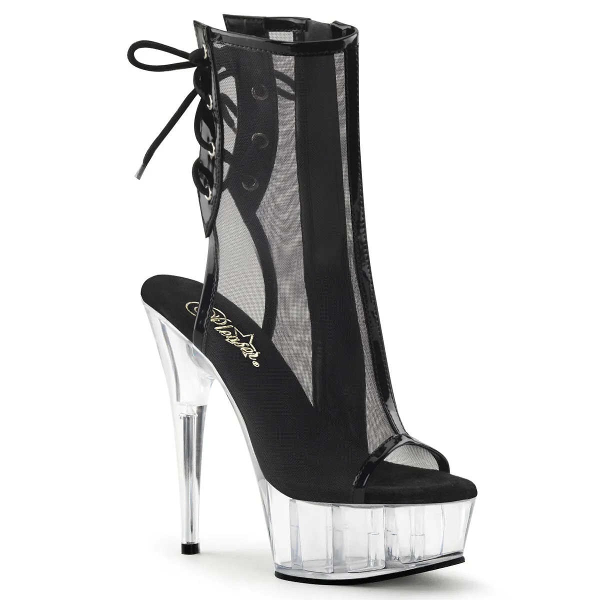DELIGHT-1018MSH Pleaser 6" Heel Black  Stripper Platforms High Heels