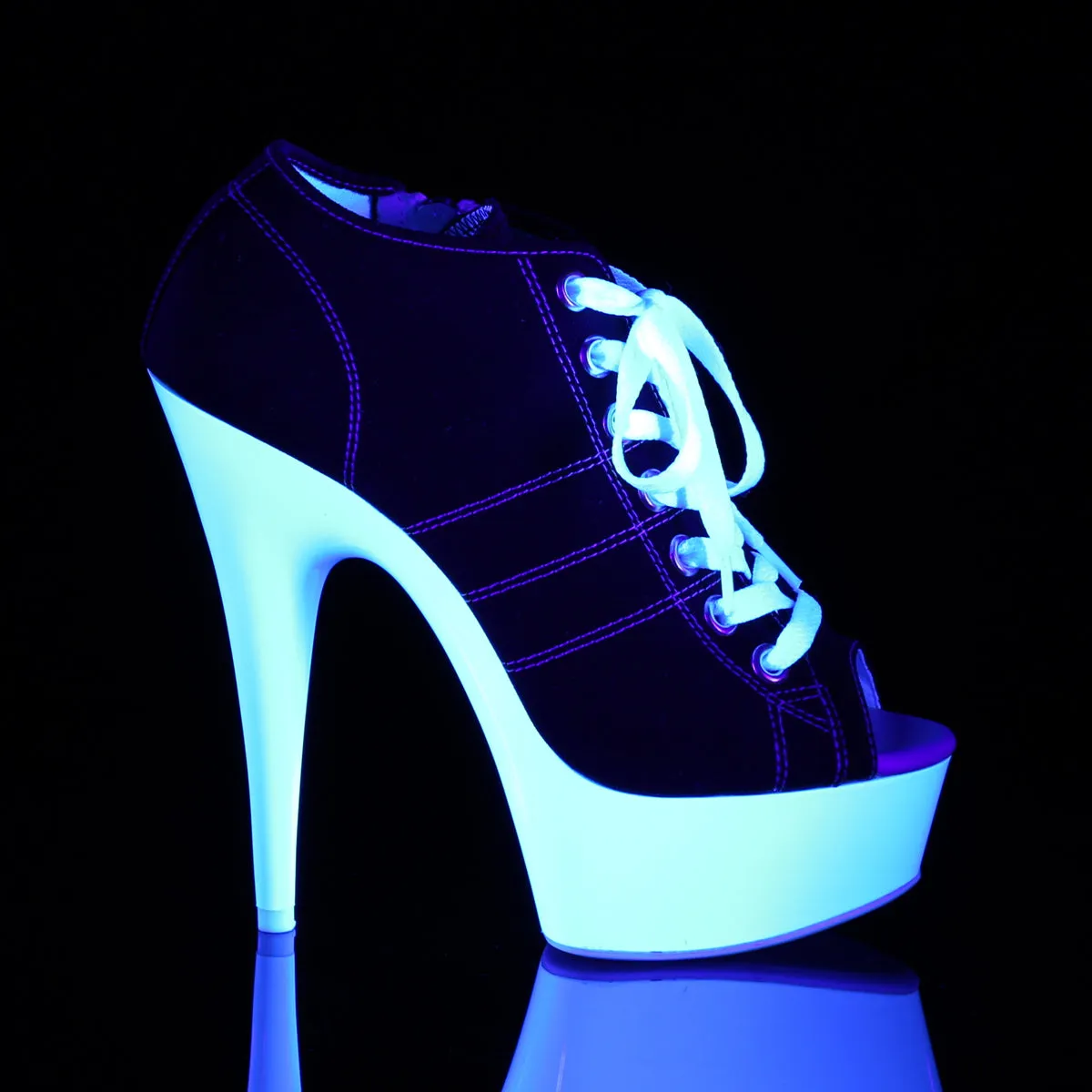 DELIGHT-600SK-01 Pleaser 6" Heel Black Pole Dancer Platform Shoes