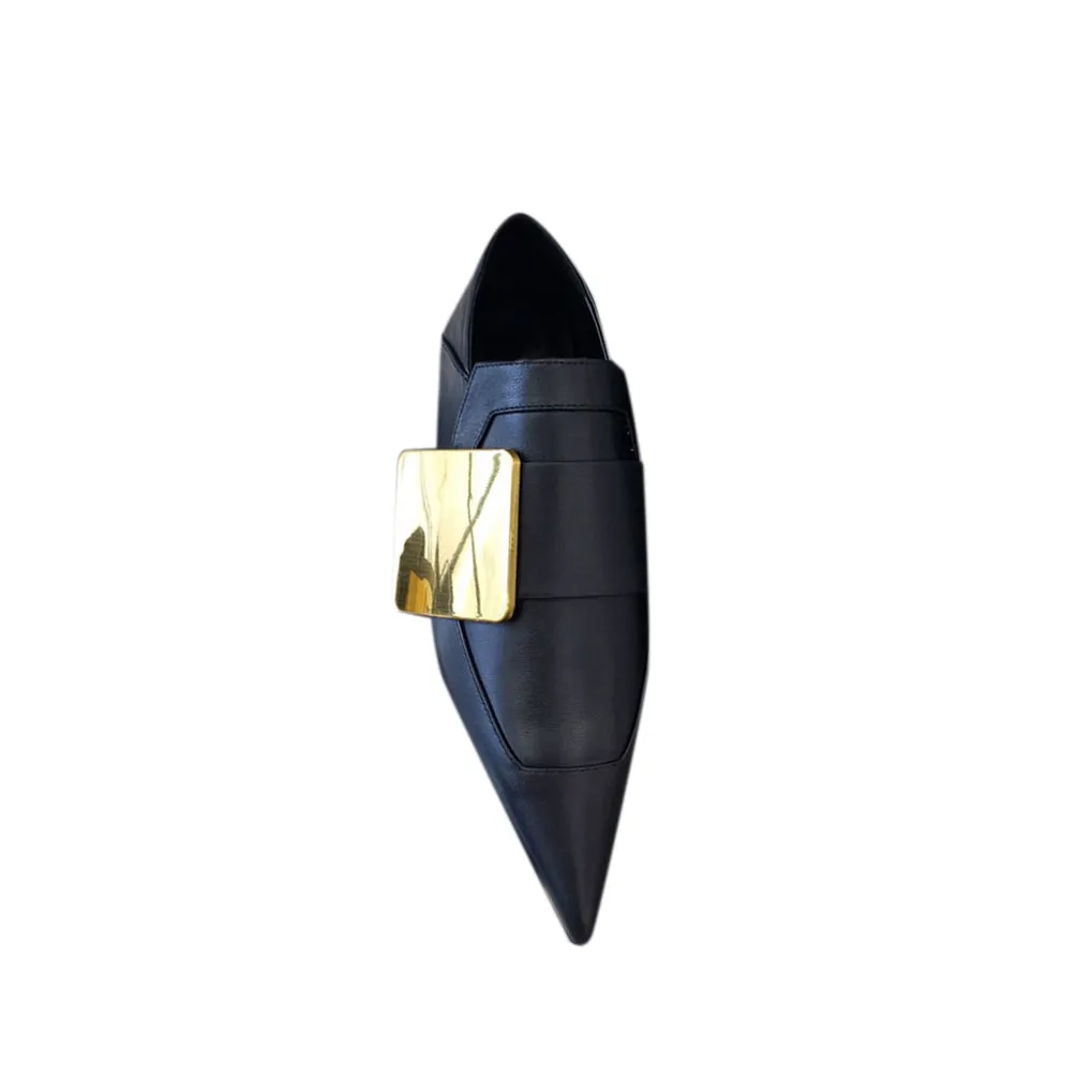 DIRCA Metal Embellished Leather Flat Loafers