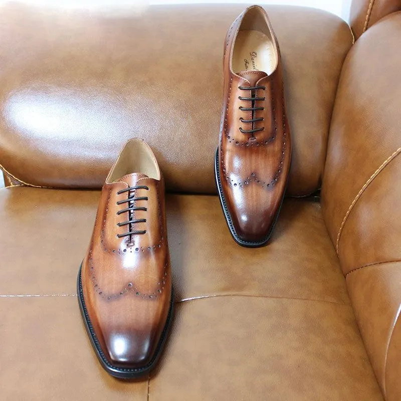 DW Men's Genuine Leather Brogue Wingtip Oxfords