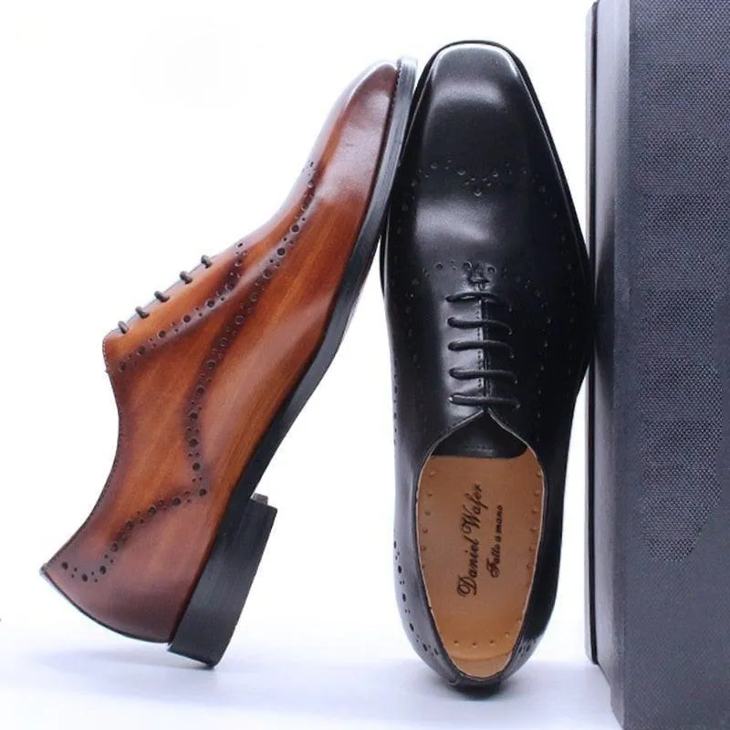 DW Men's Genuine Leather Brogue Wingtip Oxfords