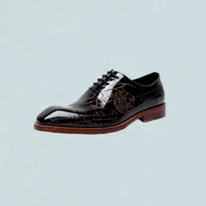 ElegantEpic Embossed Oxford Shoes – Black Leather Formal Oxford Shoes for Men