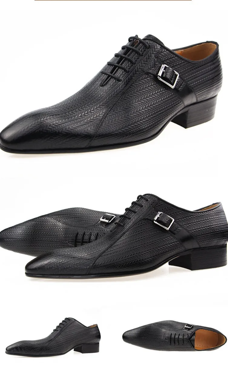 Exquisite Buckle Handmade Men's Oxford Shoes