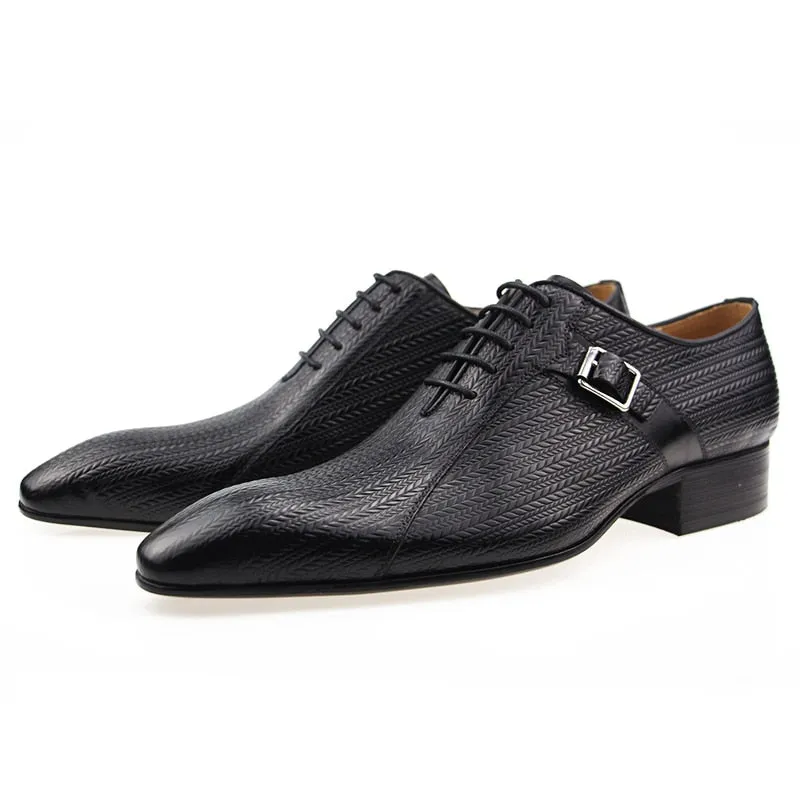 Exquisite Buckle Handmade Men's Oxford Shoes