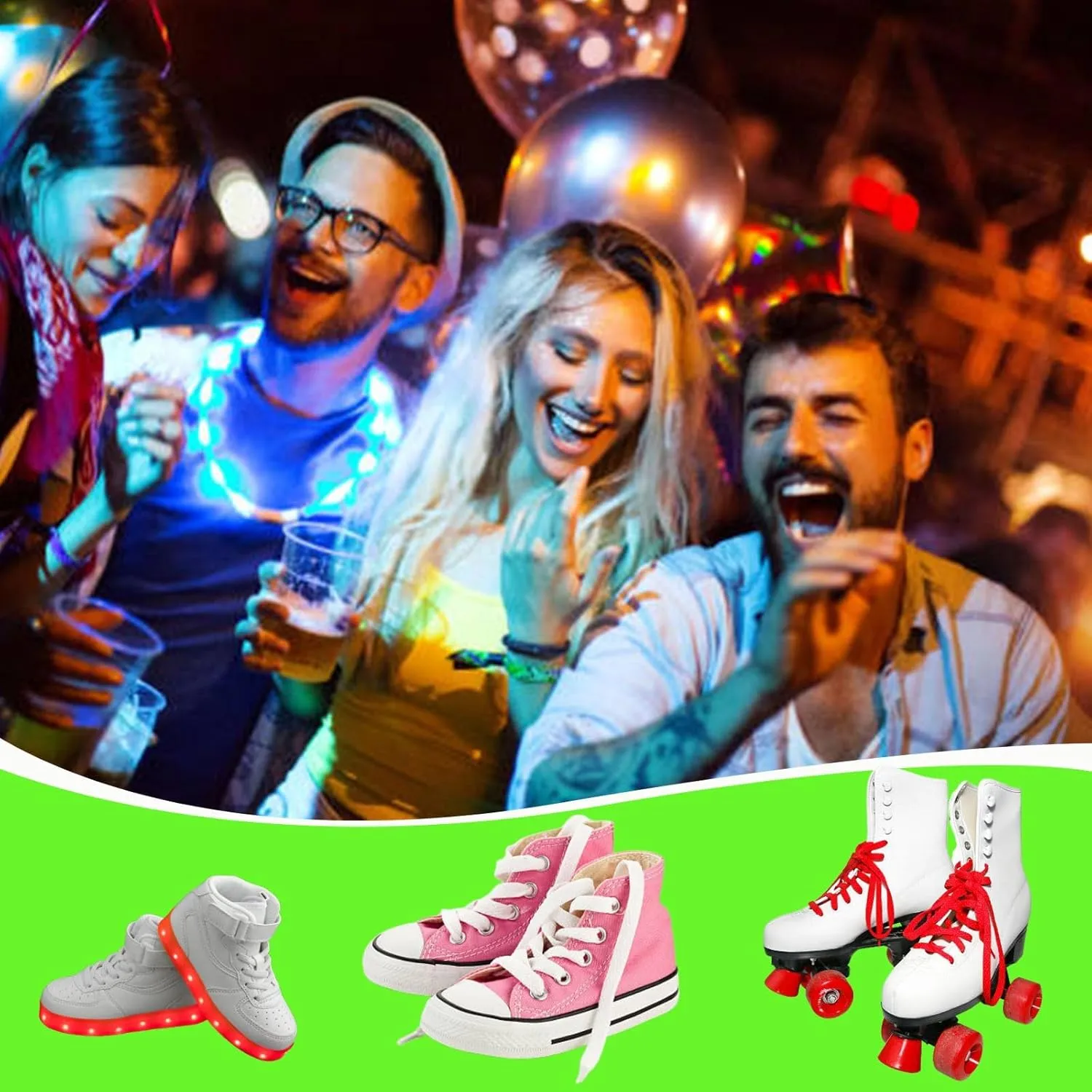 Flammi LED Nylon Shoelaces Light Up Glow in the Dark for Party Dancing Skating
