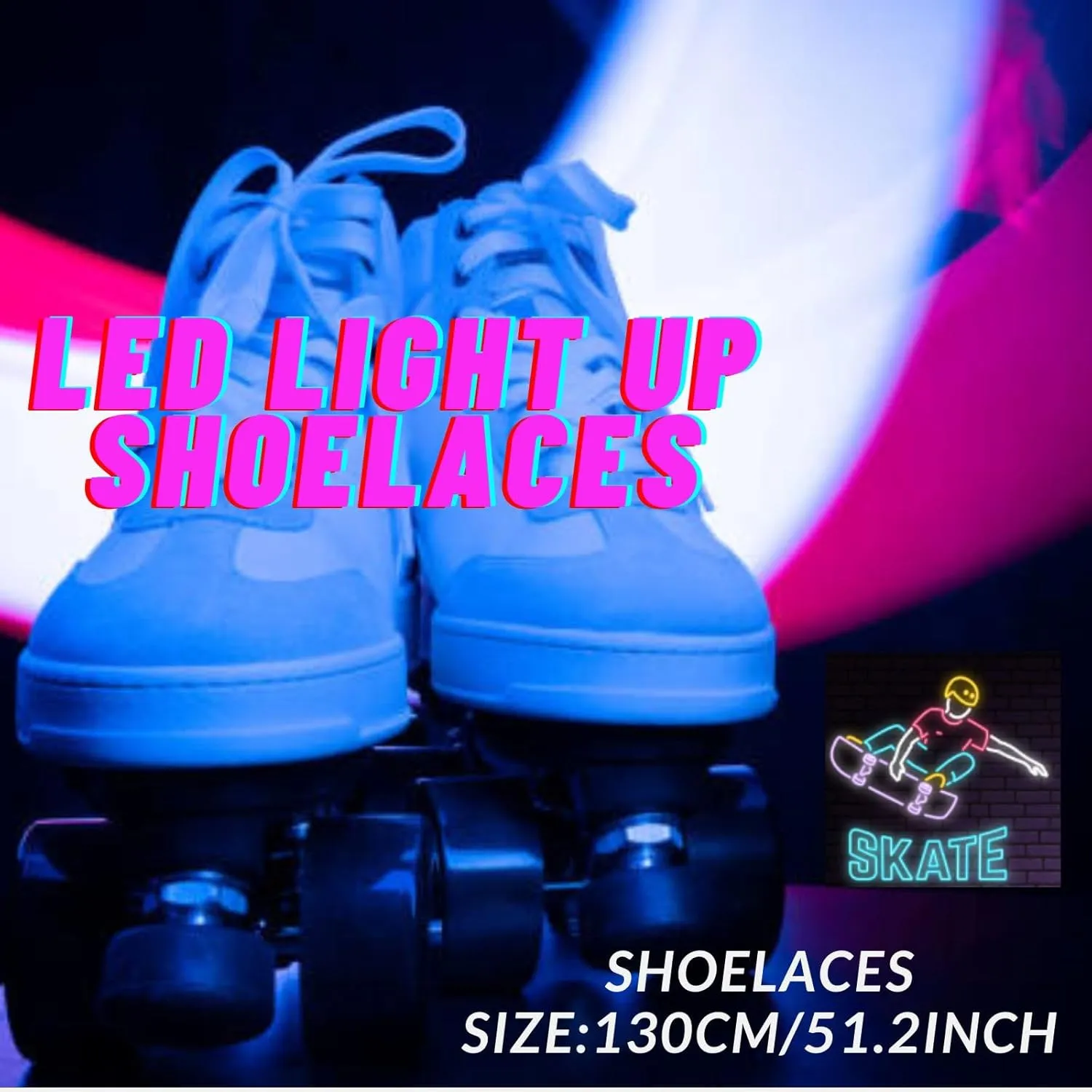 Flammi LED Nylon Shoelaces Light Up Glow in the Dark for Party Dancing Skating