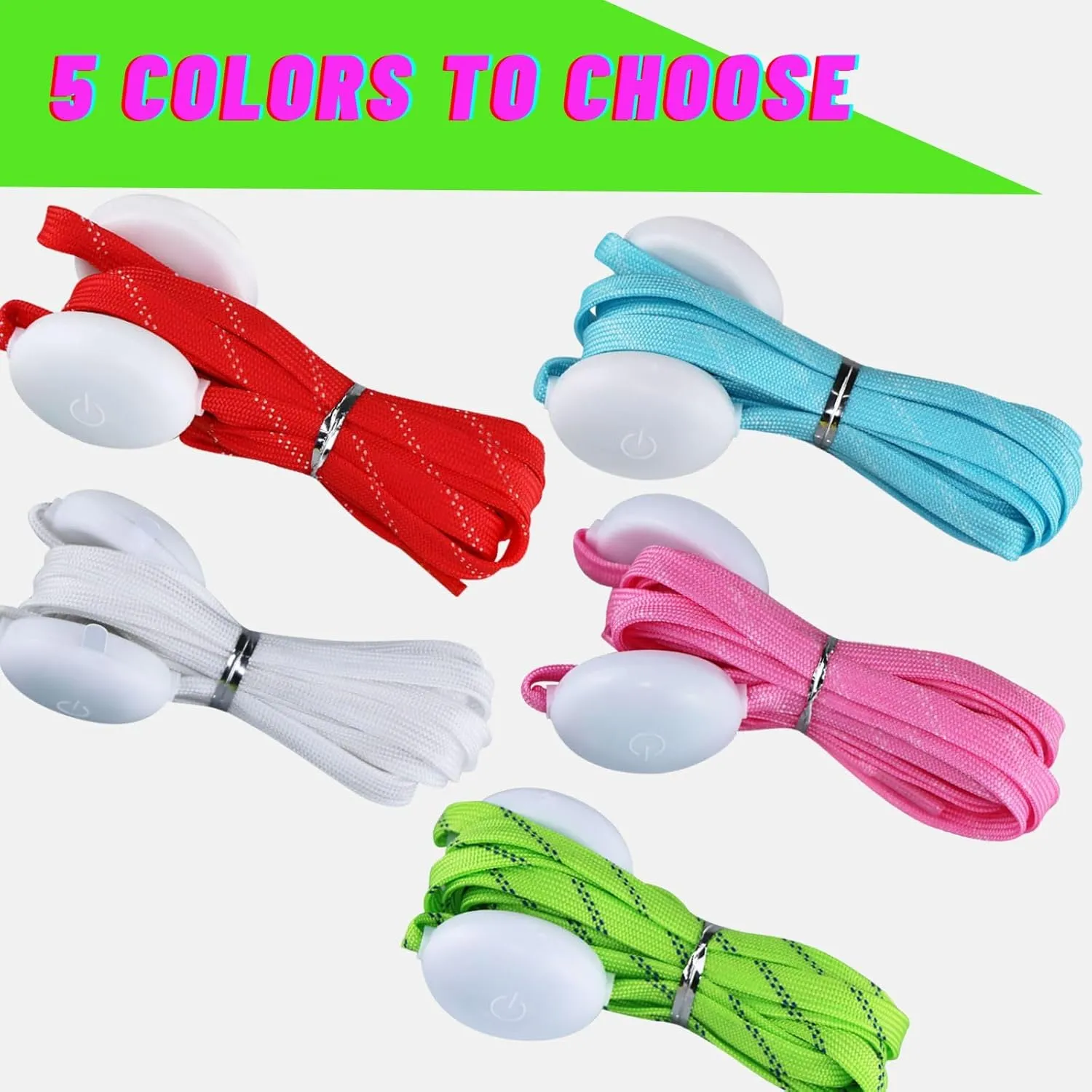 Flammi LED Nylon Shoelaces Light Up Glow in the Dark for Party Dancing Skating