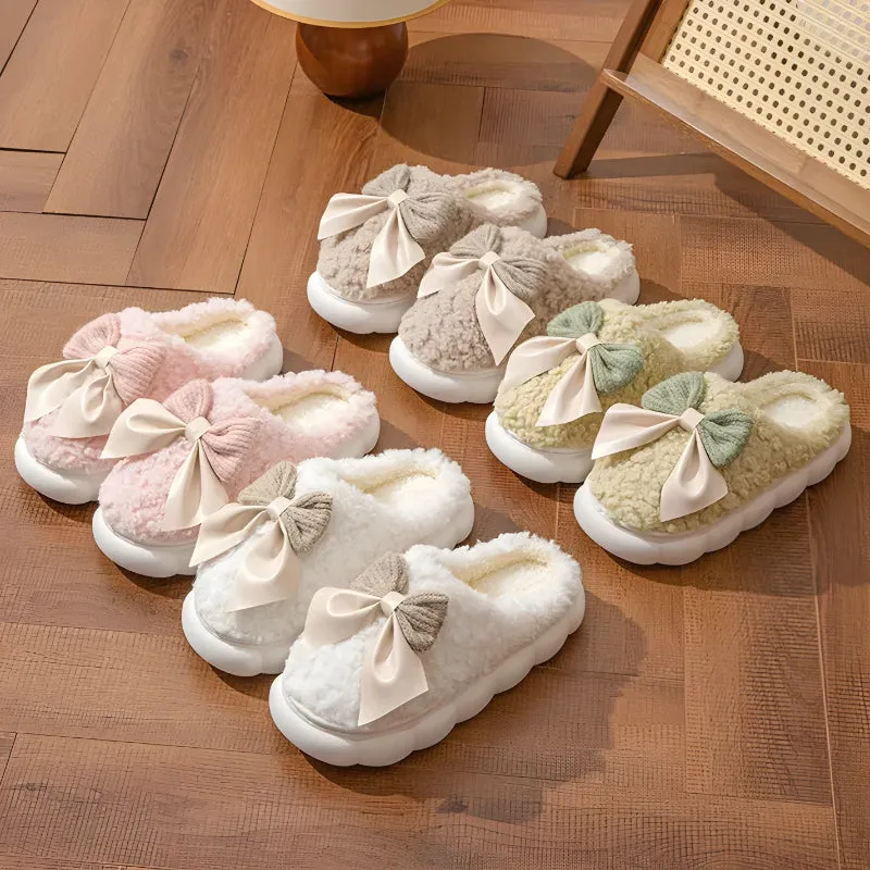 Fleece Bow Accent Indoor Slippers