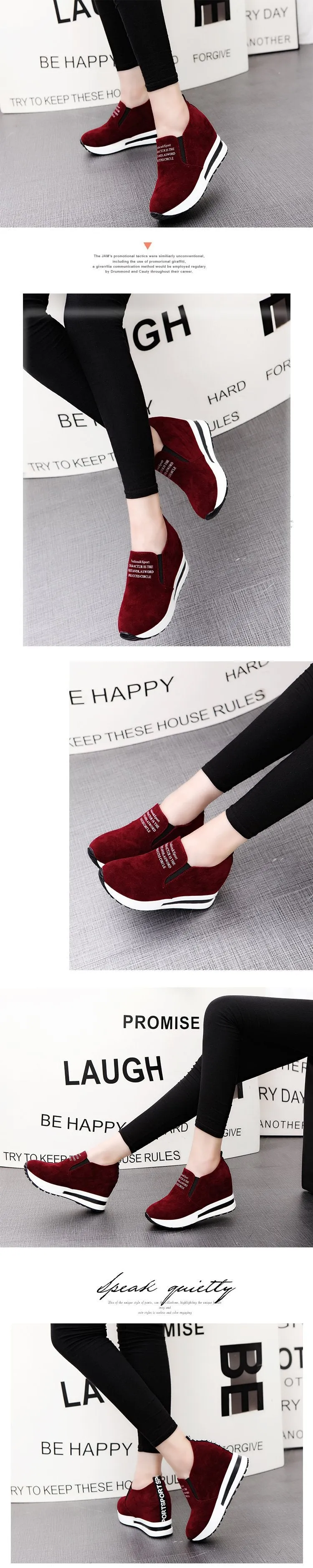Flock New High Heel Lady Casual Breathable Height Increasing Shoes