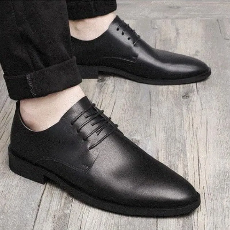 Formal Lace Up Cap Toe Leather Tuxedo Wedding Shoes Mens Comfortable Slip Resistant Low Top Oxfords