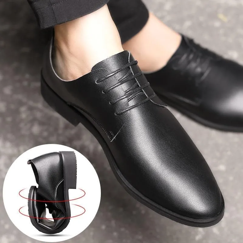 Formal Lace Up Cap Toe Leather Tuxedo Wedding Shoes Mens Comfortable Slip Resistant Low Top Oxfords