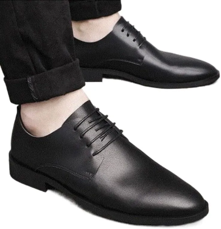 Formal Lace Up Cap Toe Leather Tuxedo Wedding Shoes Mens Comfortable Slip Resistant Low Top Oxfords