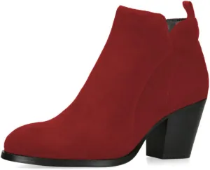 FOWT Women Comfy Round Toe Chunky Mid Heel Ankle Boots Side Zipper Ladies Trendy Casual Daily Booties Size 4-16 US