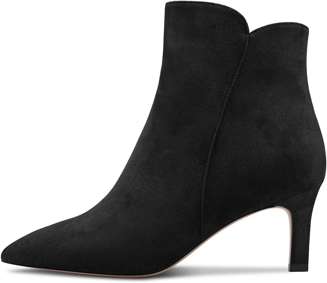 FOWT Women Trendy Pointed Toe Mid Heel Ankle Boots Side Zipper Ladies Casual Daily Comfy Booties Size 4-16 US