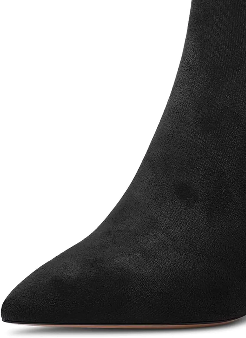 FOWT Women Trendy Pointed Toe Mid Heel Ankle Boots Side Zipper Ladies Casual Daily Comfy Booties Size 4-16 US