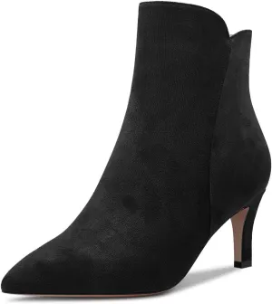 FOWT Women Trendy Pointed Toe Mid Heel Ankle Boots Side Zipper Ladies Casual Daily Comfy Booties Size 4-16 US