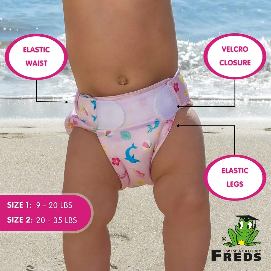 FREDS SWIM ACADEMY’s Pink Swim Diaper - Reusable Pool Diaper for Babies and Toddlers, Size 1 (9 – 20 lbs)