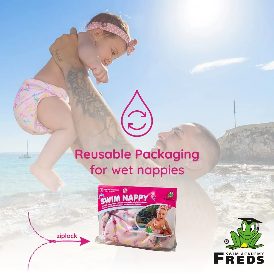 FREDS SWIM ACADEMY’s Pink Swim Diaper - Reusable Pool Diaper for Babies and Toddlers, Size 1 (9 – 20 lbs)